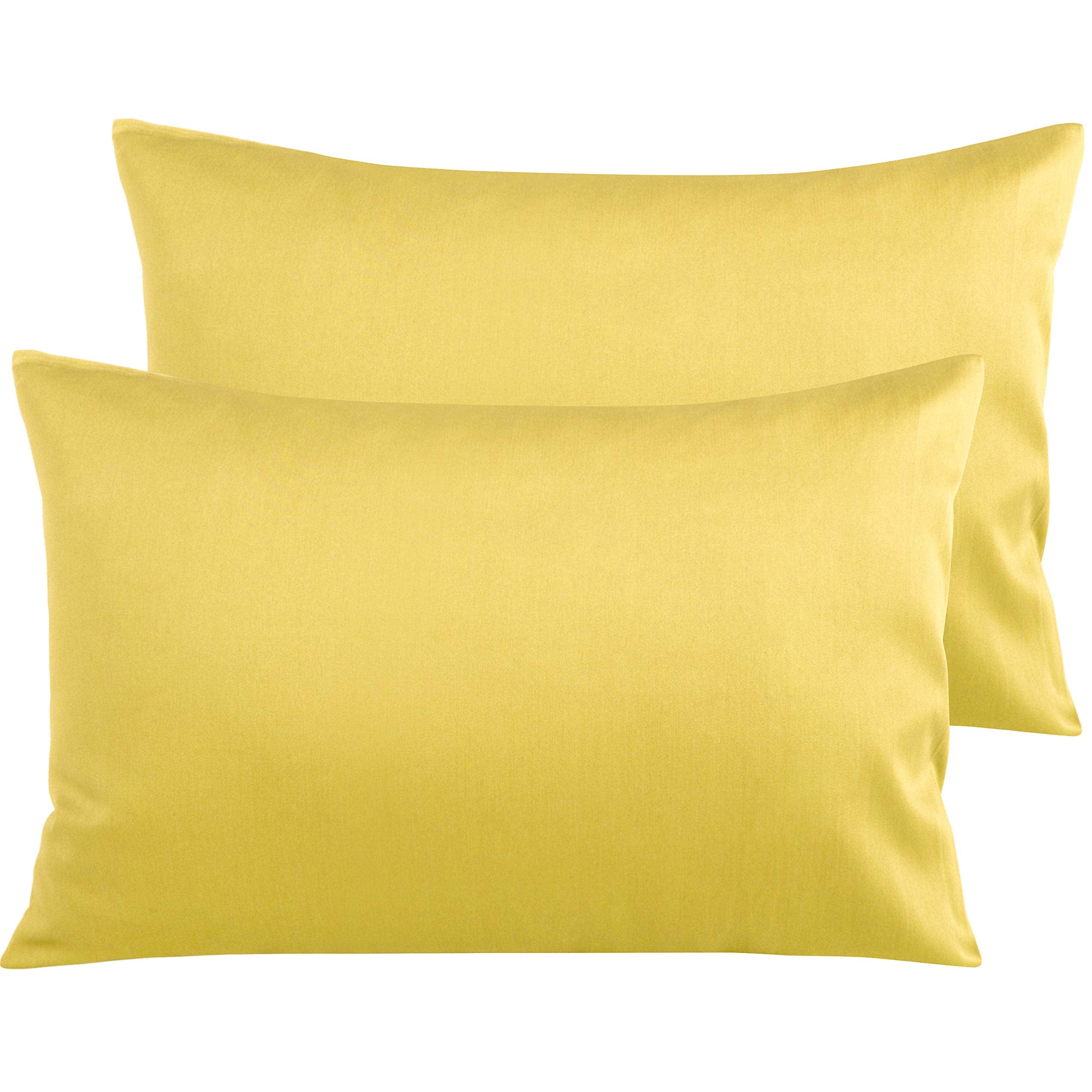 Ntbay 500 Thread Count 100% Egyptian Cotton Queen Pillowcases, Super Soft And Breathable Envelope Closure Pillow Cases, 20X30 Inches, Mustard Yellow